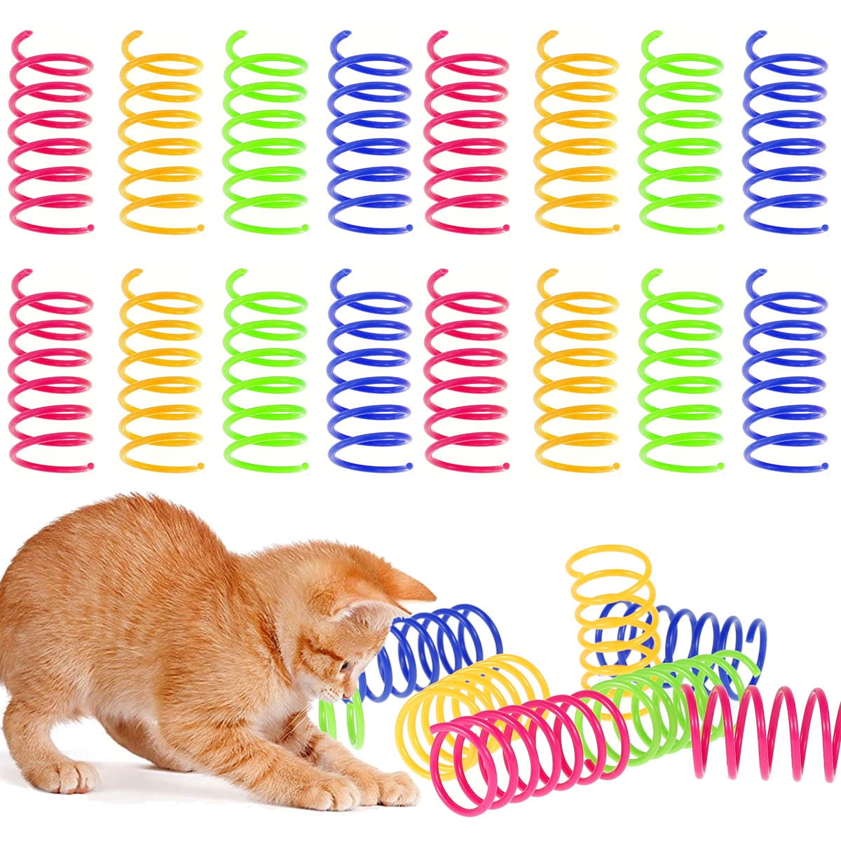 Pet Toys for Dogs and Cats Interactive Dog Toys Cat Toys for Indoor Play Bouncy Spring Toys Soft Pom Poms for Exercise and Boredom Relief Variety Play Set