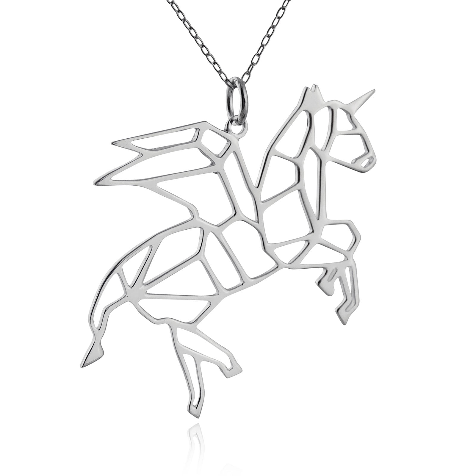 Infinity Close 925 Sterling Silver Pegasus Necklace; Pegasus Pendant; Silver Unicorn Necklace; 925 Unicorn Pegasus Necklace; Flying Horse