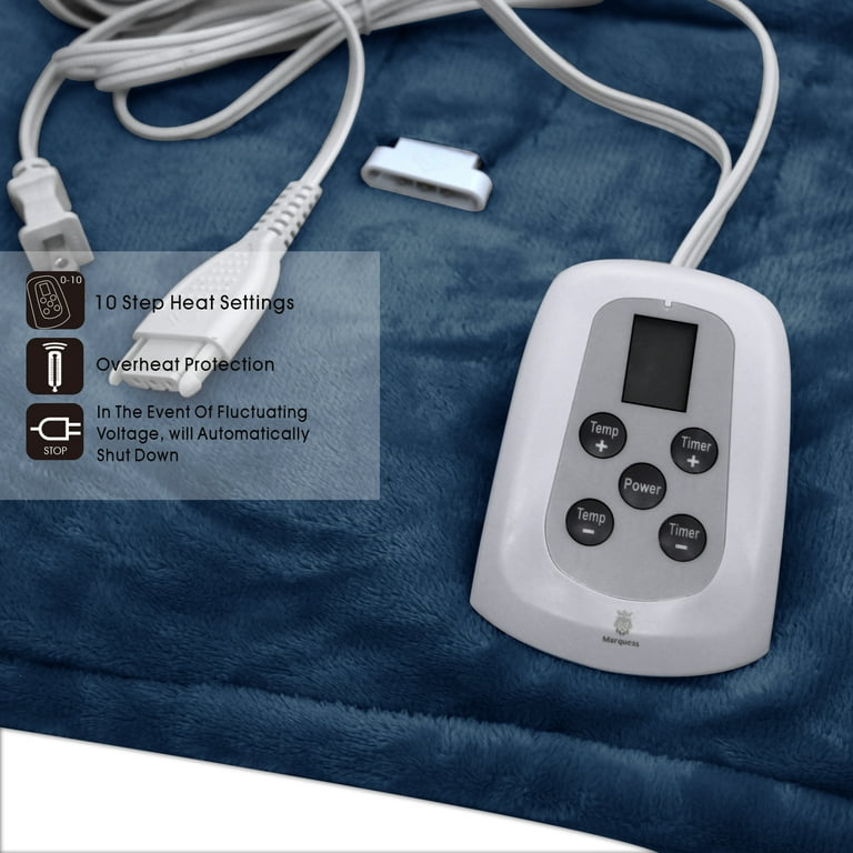 Heated Blanket Twin Navy Electric Throw with 10 Heat Settings