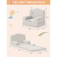 thumbnail image 3 of Kids Couch, 2-in-1 Comfy Toddler Couch Fold Out, Convertible Sofa to Lounger Foam Kids Chair with Soft Sherpa, Gift for Girls and Boys (White Crown), 3 of 8