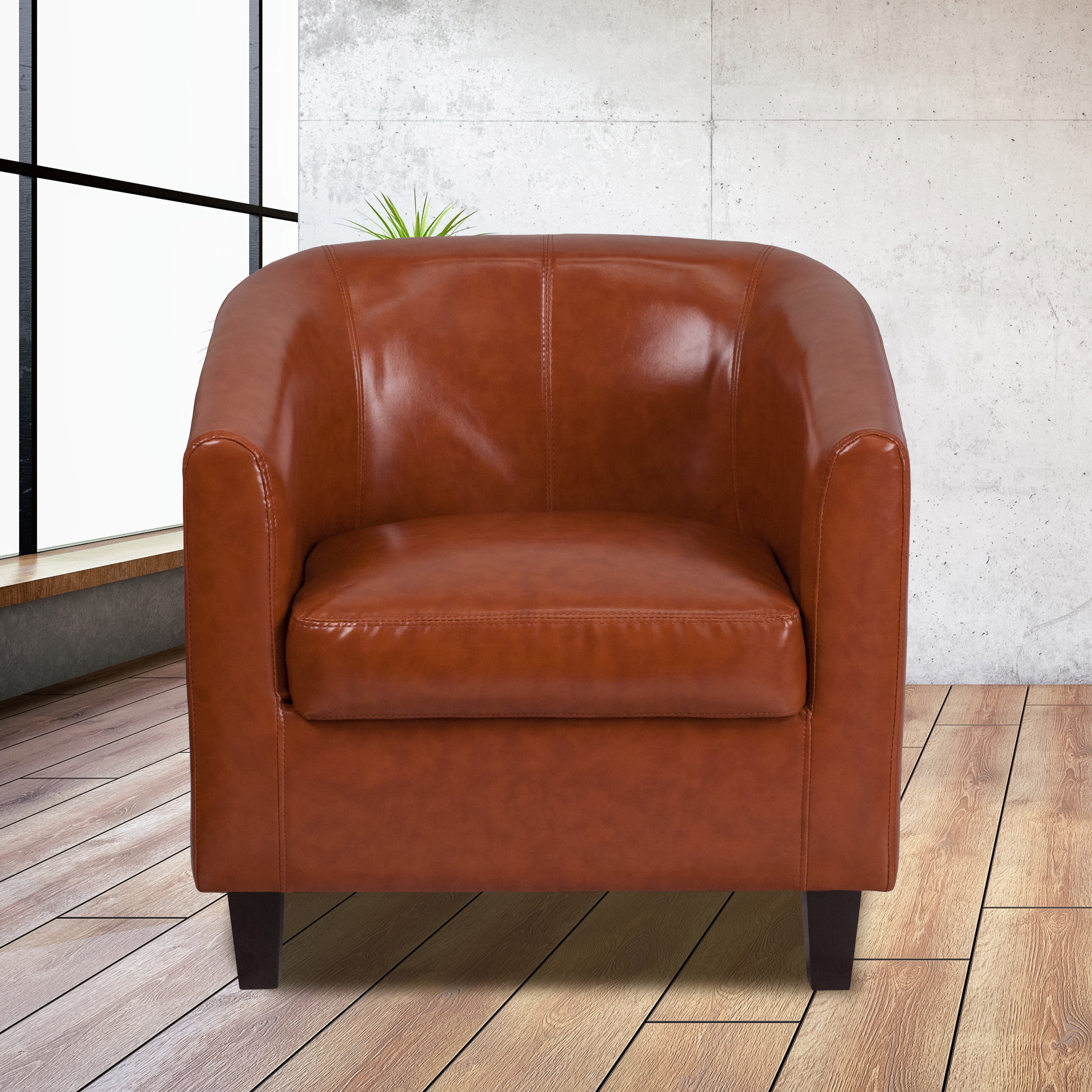 Flash Furniture Cognac Leather Office Guest Chair/Reception Waiting