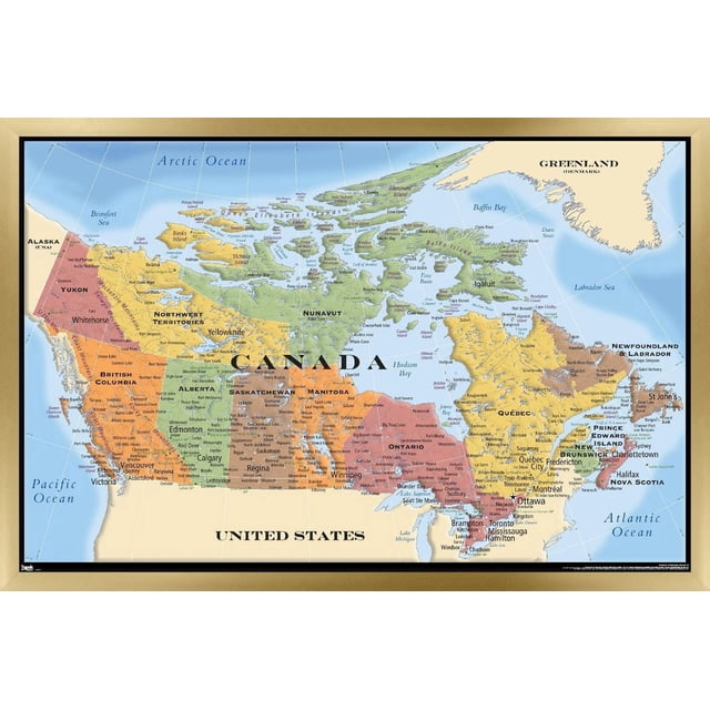 Map - Canada Wall Poster, 22.375" x 34" Framed