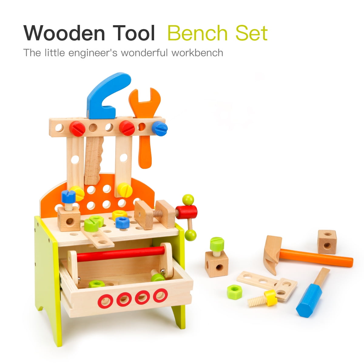 32pcs Kids Toddlers Pretend Play Toy Tool Workshop Bench Table DIY Workbench Set 
