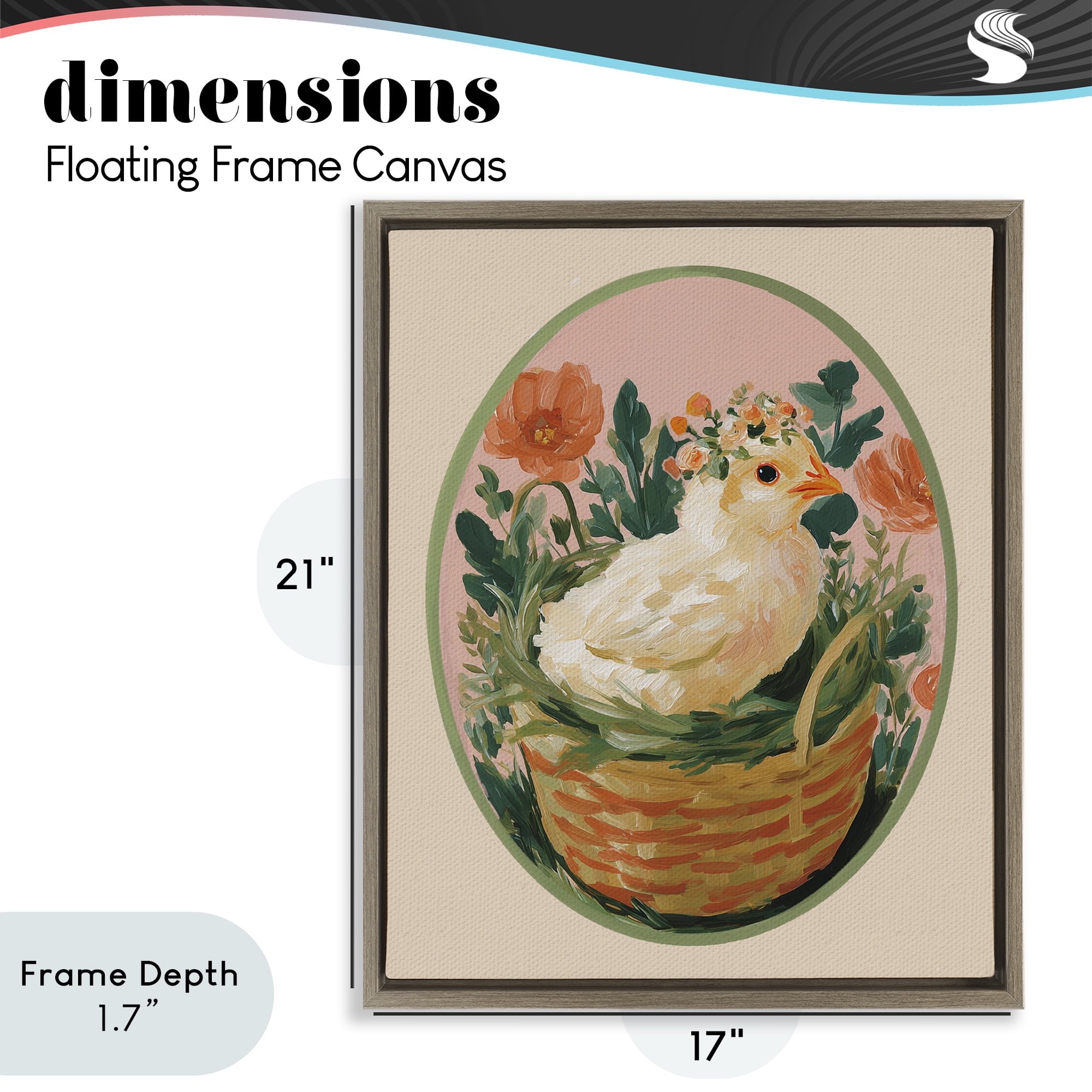 Stupell Industries Bloom Nest Chick Brown Framed Floater Canvas Wall Art, design by Yen