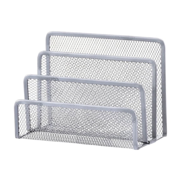 Mail Organizer for Desk, 3 Slot Metal Mesh Mail Holder Countertop, Letter Sorter File Holder, Office Envelope Organizer for Mails, Bills, Documents, Home Office Supplies (Silver)