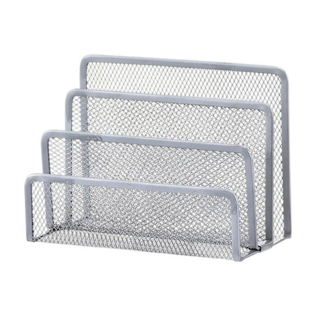 Mesh Metal Mail Sorter Desk Organizer With Three Slots For Efficient Letter And Envelope Storage