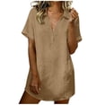 thumbnail image 3 of Horkkom Shirt Dresses for Women Short Sleeve V Neck Mini Dresses Summer Beach Sundresses XL, 3 of 9