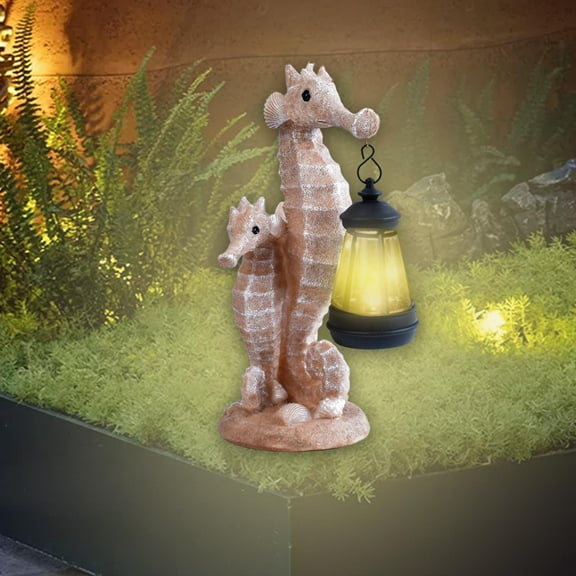 koolsoo Solar Powered Light Ornaments, Seahorse Sculpture, Solar Lantern, Cute Garden Statue, Resin Figurine for Gardening, Outdoor Gift, Gift in