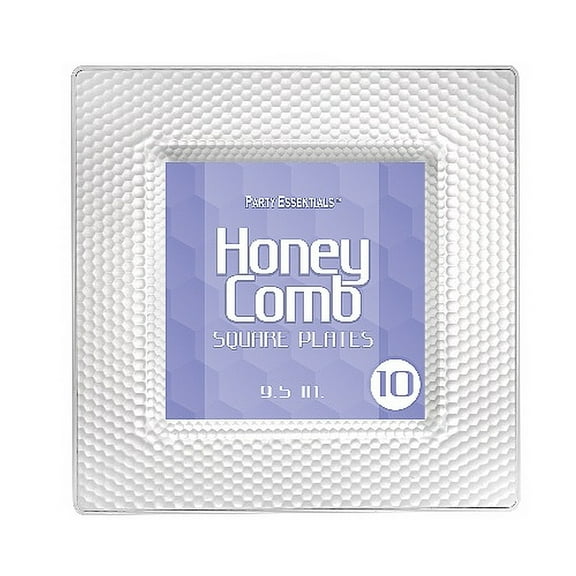 1 - Party Essentials 9.5" Honeycomb Square Plates - Clear 10 Ct.