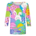 thumbnail image 4 of ICHUANYI Women's Easter Print T-shirt New Trending 3/4 Sleeves Blouse Crew Neck Casual Tops Summer 2024, 4 of 4