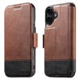 thumbnail image 2 of Dteck Magnetic Wallet Case for iPhone 16, Shockproof PU Leather TPU Wireless Charging Card & Cash Slots Anti-Scratch Rugged Protection Case, Brown, 2 of 12