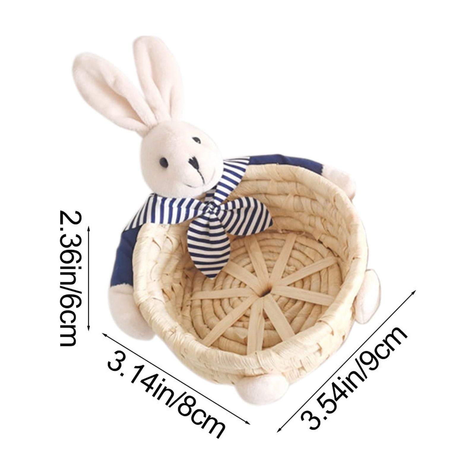 Tyidzon Bunny Easter Basket, Hand-woven Baskets for Gifts Empty, Small Willow Picnic Basket for Easter Decorations Kids Boys Girls Egg Candy Hunts, 4"