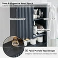 thumbnail image 4 of OKD 68" Tall Over the Toilet Storage Cabinet with Fluted Sliding Door, Bathroom Organizer and Storage Space-Saving with Marble Top Adjustable Shelves, Dark Grey, 4 of 6