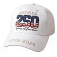 thumbnail image 2 of America 250 Years of Freedom Baseball Cap, USA 250th Anniversary Hat Commemorative Cap with Patriotic Print, 250 Anniversary USA Hat for Men Women, White, 2 of 7