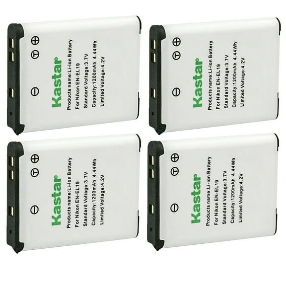 Kastar 4-Pack EN-EL19 Battery Replacement for Nikon EN-EL19 ENEL19 Battery, MH-66 MH66 Charger, Nikon Coolpix S4400, Coolpix S5200, Coolpix S5300, Coolpix S6400, Coolpix S6500, Coolpix S6600 Camera