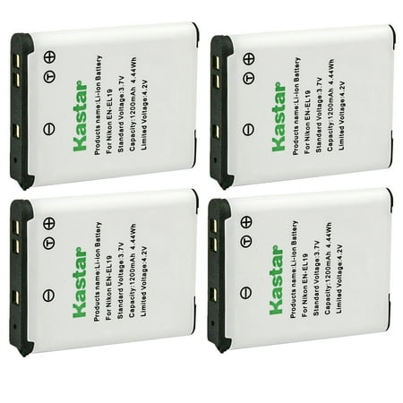 Kastar 4-Pack EN-EL19 Battery Replacement for Nikon EN-EL19 ENEL19 Battery MH-66 MH66 Charger Nikon Coolpix S4400 Coolpix S5200 Coolpix S5300 Coolpix S6400 Coolpix S6500 Coolpix S6600 Camera