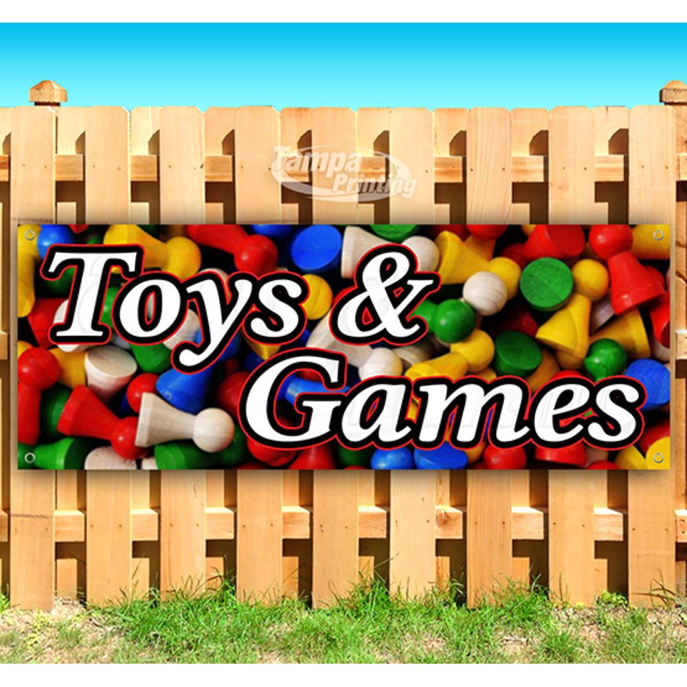 TOYS & GAMES 13 oz heavy duty vinyl banner sign with metal grommets, new, store, advertising