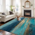 thumbnail image 2 of Large Area Rugs for Living Room Bedroom, Teal Golden Oil Painting 8'x10' Rug Washable Carpet Runner Indoor Outdoor, Modern Art Retro Abstract Non Slip Floor Mats Rug for Kitchen, Patio, 2 of 8