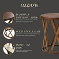 thumbnail image 4 of COZAYH Table d'Appoint Style Ferme, Table d'Appoint Ronde Rustique avec Pattes à Motifs en X, Brun, 4 of 12