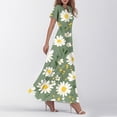 thumbnail image 6 of vigerkar Womens Floral Maxi Dress Summer Short Sleeve Long Dresses Flowy V Neck A Line Maxi Dresses Boho Vacation Beach Dress Green, XXL, 6 of 7