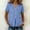 Blue, variant on Women's Split V Neck Button Front Short Sleeve Blouse Deep Moss Tone Solid Lightweight Linen Casual Daily Wear Top Gray S