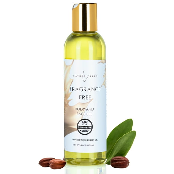 Body Oil, Fragrance-Free Face and Body Oil, Pure Body Oil, Sensitive Skin Oil, Eczema Oil - 4 oz by LatherGreen