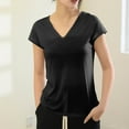 thumbnail image 4 of hotojiny Summer Tops for Women Breathable Cap Sleeve V Neck Loose Fit Tshirt Soft Comfy Casual Pajama Shirt Tunic Blouse, 4 of 5