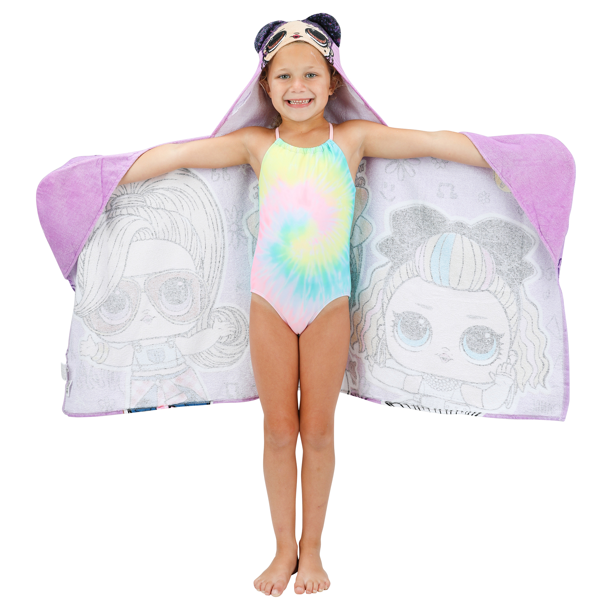 LOL Surprise Kids Purple Queen Hooded Towel, Cotton, Purple, MGA - image 7 of 10