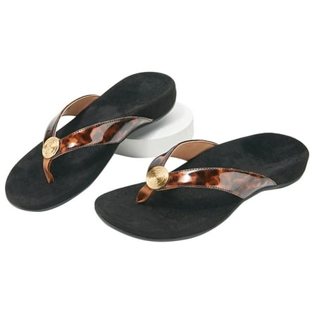 

Women Flip-flops Slippers Anti-slip Breathable Open Toe Casual for Beach Summer 35 Leopard Print