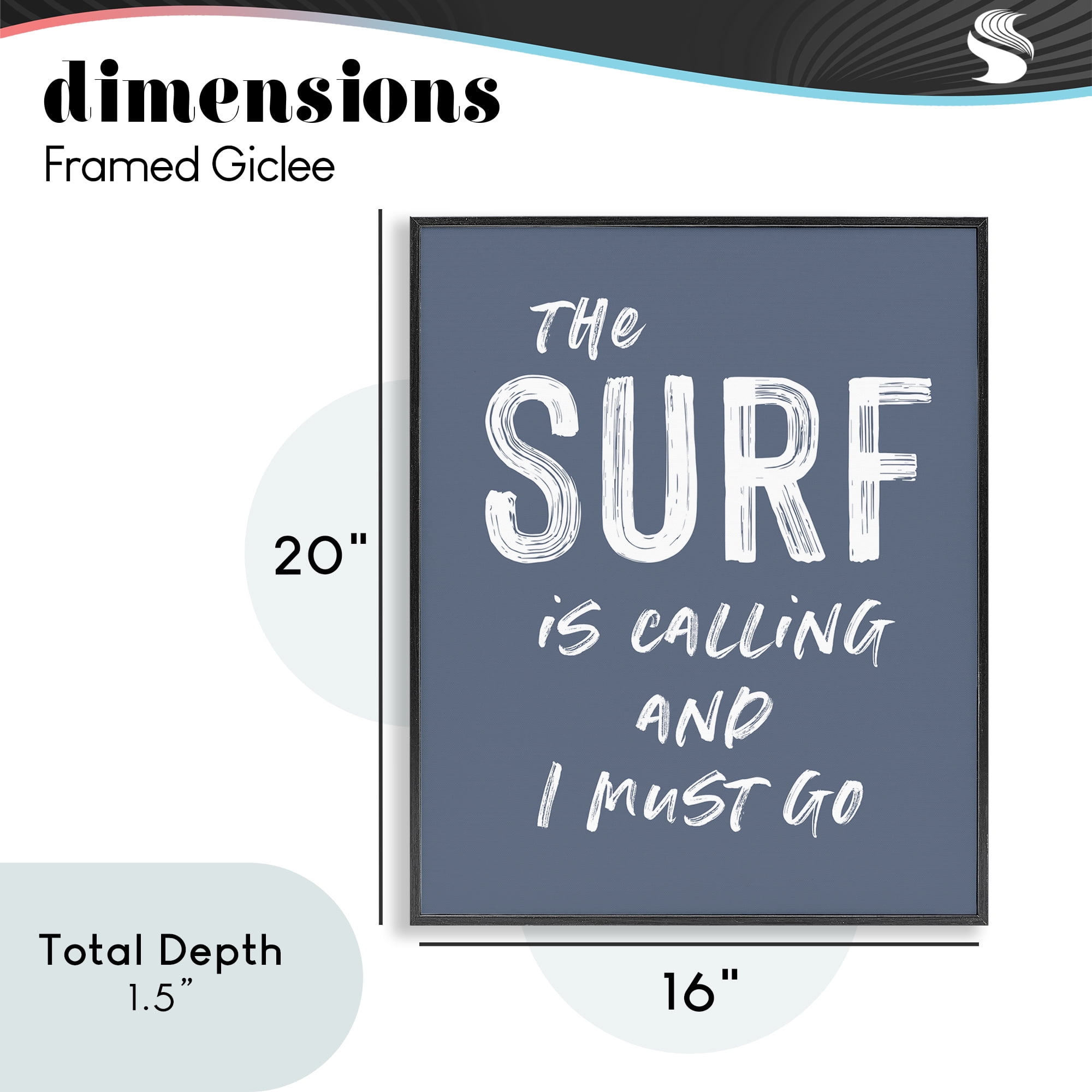 Surf Is Calling Must Go Black Framed Giclee Art, design by Lettered and Lined