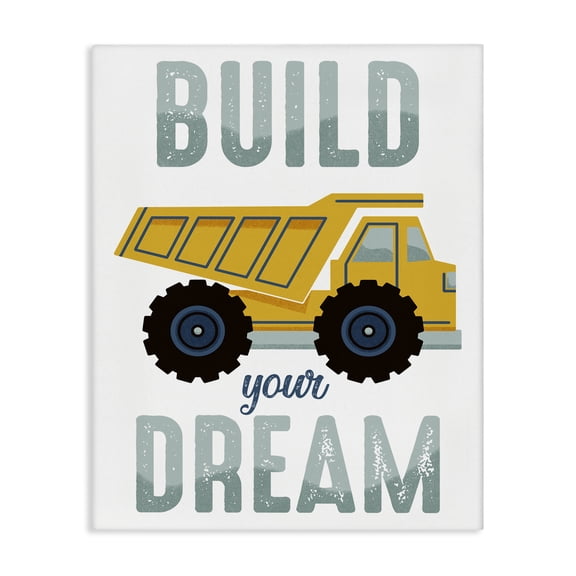 Stupell Industries Build Your Dream Construction Transportation Painting Wrapped Canvas Art Print Wall Art, 16 x 20