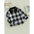 thumbnail image 3 of Bagilaanoe Toddler Baby Boy Shirts Jacket Plaid Long Sleeve Button-Down Shacket Coat with Pockets 18M 24M 3T 4T 5T 6T Kids Fall Casual Outwear, 3 of 8