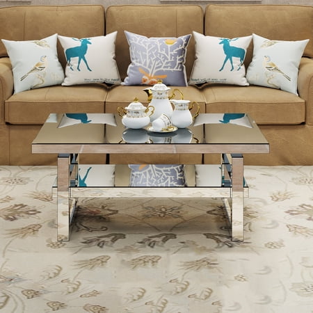 Coffee Tables Modern square luxury coffee table home tempered glass tea table living room balcony simple table simple small apartment Wooden Coffee Tables