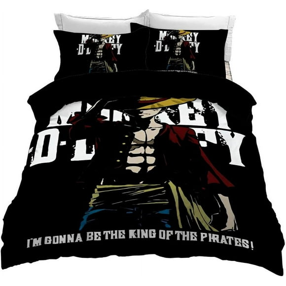 LAICAIW One Piece Anime Cartoon Bedding Set,One Piece Print Style Design,Ultra Soft Comforter Set 100% Soft Polyester, Youth Anime Theme Bedspread Bedclothes (One Piece8,Twin)