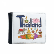 Thailand National symbol Landmark Pattern Flip Bifold Faux Leather Wallet  Multi-Function Card Purse