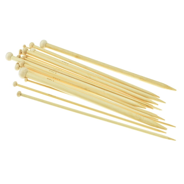 EeaseCA 36 Pcs 25cm Bamboo Knitting Needles Set Single Pointed Knitting Needles Handmade Long Sweater Straight Needle Kit for DIY Sewing