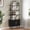 Black, variant on 71" Tall Arched Bookshelf with Sliding Doors, Mid Century Modern Metal Curved Bookcase Cabinet with Storage, 4-Tier Storage Shelf for Living Room, Home Office, Bedroom, Walnut
