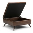 thumbnail image 7 of Owen 36 inch Wide Mid-Century Modern Square Coffee Table Storage Ottoman in Distressed Chestnut Brown Vegan Leather, 7 of 7