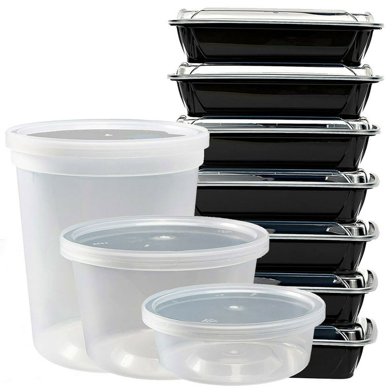 Deli & Meal Prep Food Containers with Lids, Reusable Microwavable Plastic-Choose (5 Pack Each), Size: 8