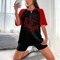thumbnail image 2 of Gibobby Playera Manga Corta para Mujer Camiseta manga corta con cuello redondo y manga raglán para mujer con cuello redondo y manga raglán suelta para muj(Rojo,CH), 2 of 4