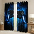 thumbnail image 2 of Neon Gaming 30%-50% Blackout Curtains Gamer Curtains & Drapes Game Room Decor,Black and Blue Gamepad Window Curtains,Hexagon Honeycomb Geometric Window Treatments, 2 of 6