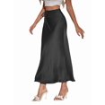 thumbnail image 3 of Skirt for Women Elegant High Waisted A Line Satin Skirts Midi Bodycon Skirt Black S, 3 of 10