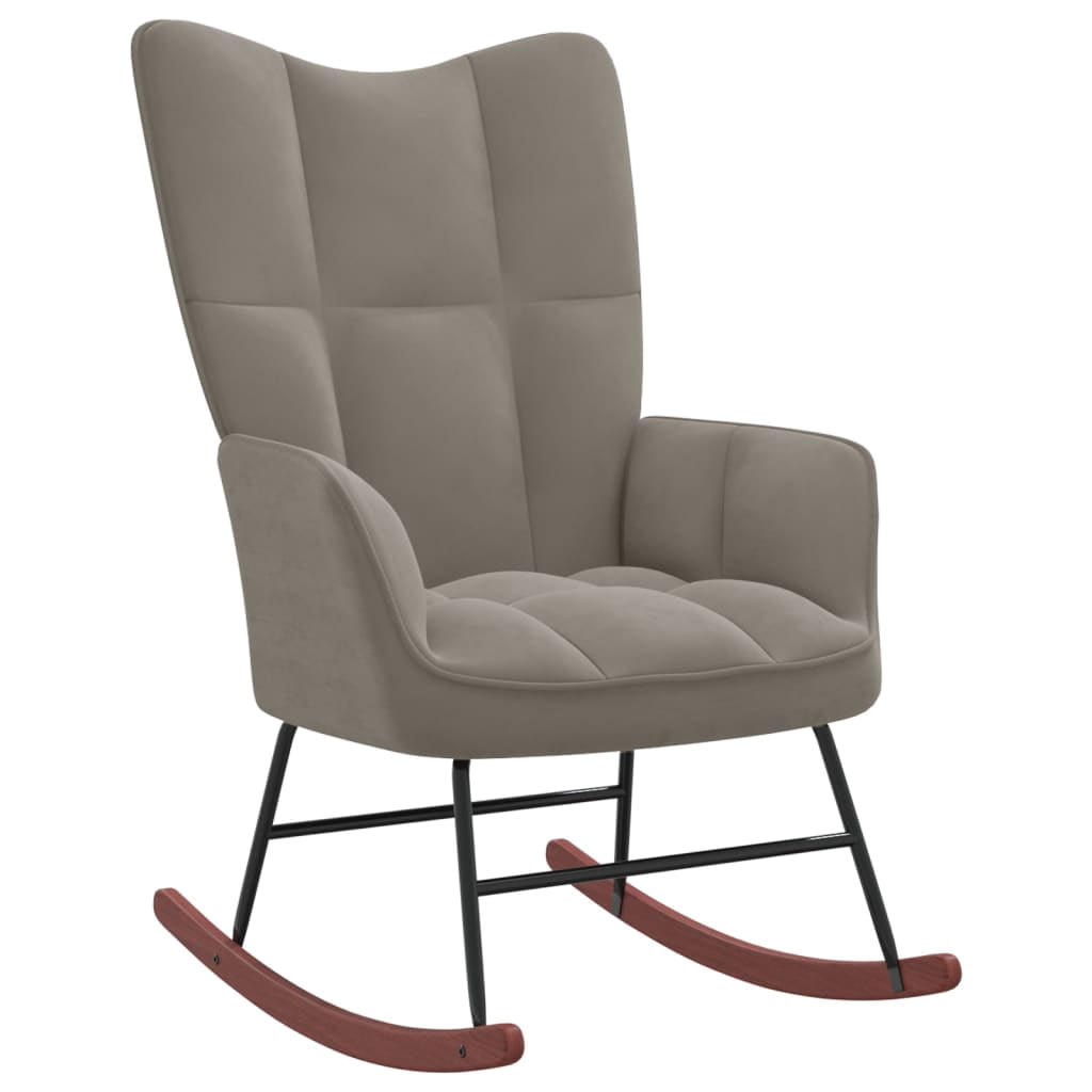 vidaXL Rocking Chair with Ottoman Light Gray Velvet