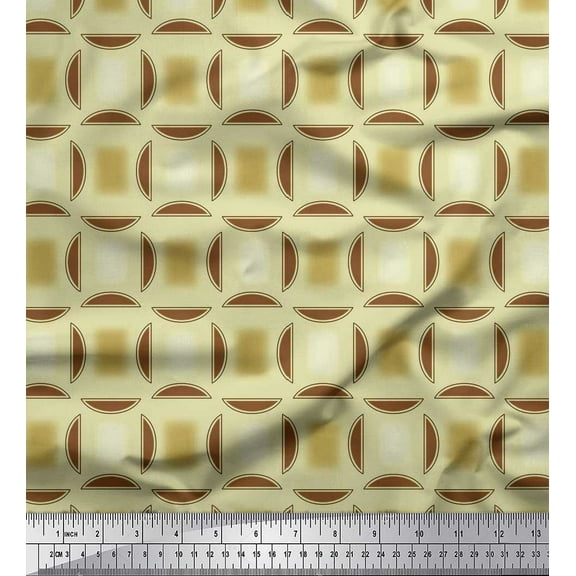 Soimoi Cotton Duck Fabric Semi Circle Geometric Printed Fabric 1 Yard 42 Inch Wide