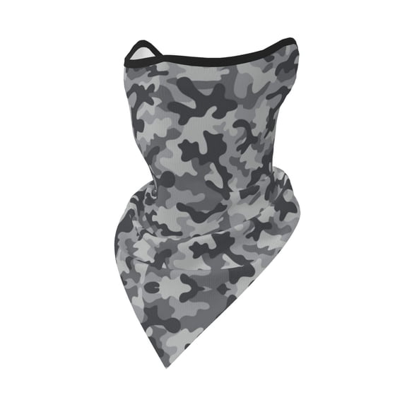 Camo Grey Camouflage Print Neck Gaiter Balaclava Face Scarf Mask Quick-Dry Half Masks For Women Men Sun Protection Breathable Dustproof