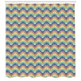thumbnail image 3 of Psychedelic Shower Curtain, Retro Style Rainbow Chevron Ornament with Tribal Native Cultural Art Motifs, Fabric Bathroom Set with Hooks, 69W X 84L Inches Extra Long, Multicolor, by Ambesonne, 3 of 3