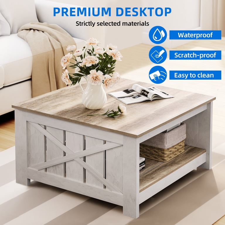 Dextrus Square Coffee Table, Farmhouse Gray Wash photo 5