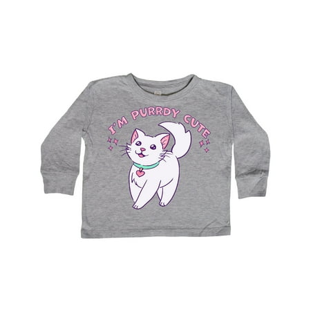 

Inktastic I m Purrdy Cute White Kitty Cat Gift Toddler Boy or Toddler Girl Long Sleeve T-Shirt
