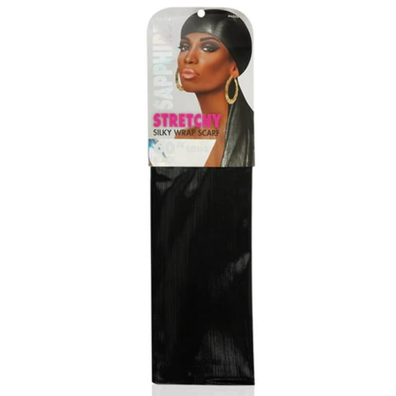 Ms. Remi Sapphire Stretchy Silky Wrap Scarf - Black