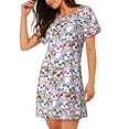 thumbnail image 2 of Logiee sloth cartoon Print Nightgowns for Women,Soft Short-Sleeved Lightweight Sleepwear, Loose Sleepshirts, 2 of 6